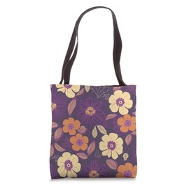 Purple Retro Flower Hippie Daisy 60s 70s Aesthetic Flowery Tote Bag