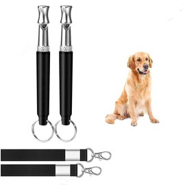 2pcs Black Dog Whistle,Adjustable Ultrasonic Silent Dog Whistle,Stop Neighbor’s Dog from Barking,Professional Recall Dog Training Whistles(Black)