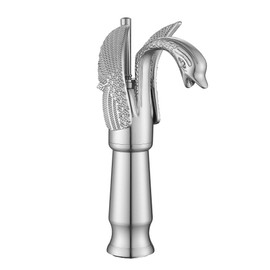 GGStudy Brushed Nickel Swan Shape Single Handle 1Hole Bathroom Vessel Sink Faucet Deck Mount Lavatory Sink Faucet