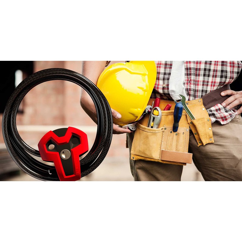 Safeman T-Shirt Multi-Functional Combination Cable Lock – Black/Red, 185 x