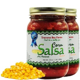 Traverse Bay Farms Corn Salsa – 2 Jars – Sweet and Smoky Gourmet Salsa with Corn and Peppers – Small Batch, Gluten-Free