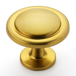Ravinte 3 Pack 1-1/4 Inch Kitchen Cabinet Knobs - Brushed Brass Zinc Drawer Pulls and Door Handles for Dresser Drawers