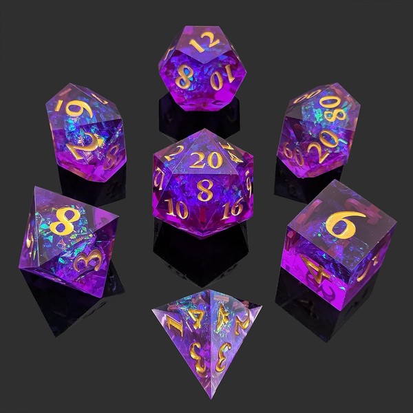 ORUZA Polyhedral Resin Dice, DND Dice Set, Resin Sharp Edge