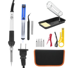 15Pcs Electric Soldering Iron Set Adjustable Temperature 60W White Welding ToolsUS Plug 110V
