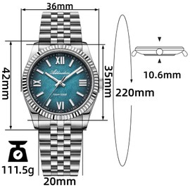 ADDIESDIVE 36 MM Mens Blue Watch Gradient Dial VH Quartz Movement Synthetic Sapphire Luminous Fashion Male Watches for Casual Dinner