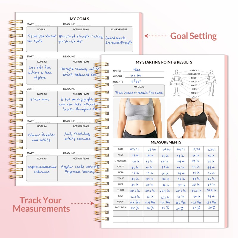 Fitness Journal Workout Planner, A5(6.4" x 8.3") Workout Journal &