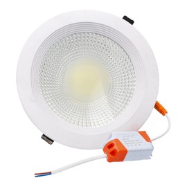 JANDEI - 20W COB LED Recessed Spotlight White Round Frame Spotlight 190x50mm (170mm Installation Hole) 1800 Lumens IP44 Ideal for Bathroom and Kitchen - 1 Unit (Cold Light 6000K)
