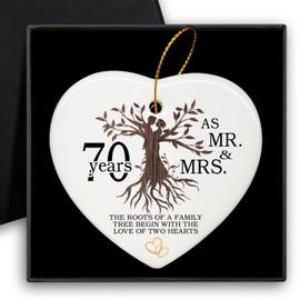 70th Anniversary Decorations, 70th Wedding, Christmas Ceramic Ornament 70th Gift Anniversary for Couple, Parents, 70th Christmas Tree Ornaments, Car Hanging Ornament