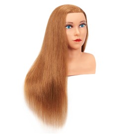 Hairingrid Mannequin Head 28"-30"100% Human Hair Hairdresser Cosmetology Mannequin Manikin Training Head Hair and Free Clamp Holder (R71619LB0624)