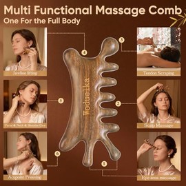 Gua Sha Facial Tool, Compact Lightweight Accessory for Travel and Daily Use - Woduelka Wooden Gua Sha Natural