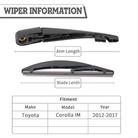 HODEE Rear Wiper Arm Blade Nut Set Replacement for Toyota Corolla IM 2017-2018,Back Windshield Wiper Assembly with Window Wiper Cap Cover Accessories,OE: