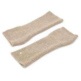 UNDERCONTROL Gold Label Cashmere Wool Blend Knitted Soft Touch Thumb Hole Fingerless Women Texting Arm Long Warmer Cell Phone Mittens Gloves Korea (BEIGE)