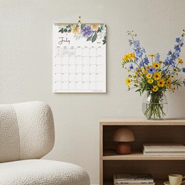 Wall Calendar 2026, 18 Monthly Calendar 2026-2027 from July 2026 to December 2027, 15 x 12 Inches, Hanging Hook, Twin-Wire Binding, Floral Design Calendar for Easy Organizing