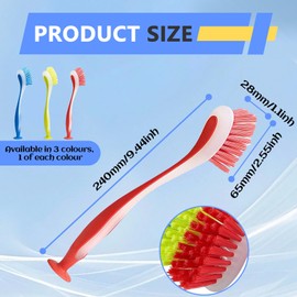 LUMOOM Pack of 3 Washing Up Brush with Suction Cup, Kitchen Brush for Pots Sink Cleaning, Vegetable Brush, Cleaning Brush, Scrubbing Brush, Hand Brush with Handle