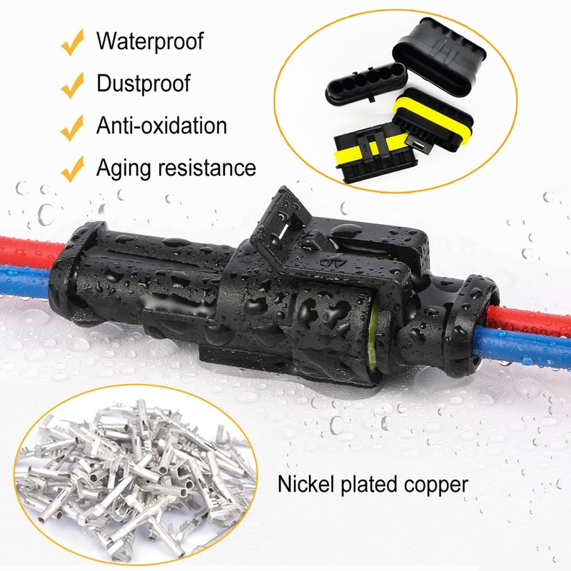 Twippo 20 Kits 2 Pin Connector Automotive Electrical Connectors Quick