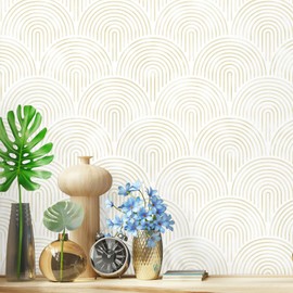 Aniboo Modern Peel and Stick Wallpaper Boho Contact Paper Neutral Self Adhesive Removable Wallpaper for Bathroom Kitchen Bedroom Beige Geometric Decorative Contact Paper Abstract Vinyl 197inL 17.3inW
