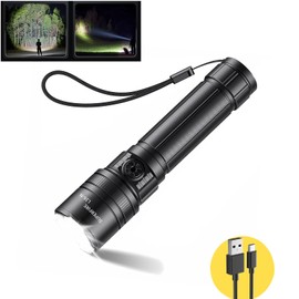 SuperFire Zoombare Taschenlampe LED Aufladbar,5 Lichtmodi Small Taschenlampen Aufladbar Extrem Hell,USB Aufladbar Wiederaufladbare,Wasserdicht Flashlight für Camping,Outdoor,Wandern,Notfall,Angeln
