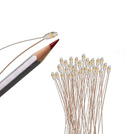 Evemodel 30pcs Pre-soldered Micro Litz Wire Yellow SMD 0603 LED Light 20cm Wire Resin Cover