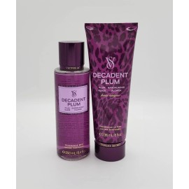 Victoria's Secret Decadent Plum Body Mist Spray & Body Lotion Set of 2