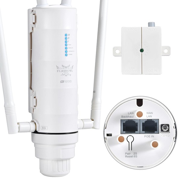 FLASHOWL WLAN Aussenantenne, 1200mbps Outdoor WLAN Access Point, WiFi-Repeater für
