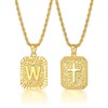 ASUWISH Gold Initial Necklaces for Men and Women, 18K Gold