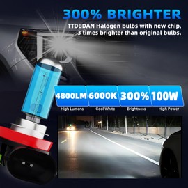 TTDBDAN Halogen Headlights Fit for Nissan Rogue 2014 2015 2016 2017 2018 2019 2020 Headlight Bulbs,H11/H8/H9 High Beam + H11/H8/H9 Low Beam Bright Front Lights,Plug And Play,Pack of 4