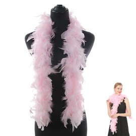 QIBZI Boas Decorative Feather Strips, Rose Red Turkey Feather Strips, Fire Strips, Intertwined Feather Strips, Clothing Accessories (120cm)