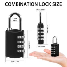 Pack of 4 Padlock Combination Lock Small, 4 Digit Suitcase Lock with Combination Code Locker Lock for Backpack Gym School (Black)