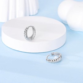 Parmuz 925 Sterling Silver Huggie Hoop Earrings for Women Post Pave Zirconia Cuff Small Hoop Earrings Chunky Earring Set, Cubic Zirconia, Cubic Zirconia