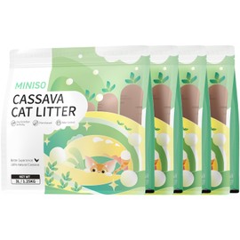 Miniso Cassava Clumping Cat Litter 11lb (4 Pack of 2.75lb Bags)