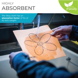 Skoy Cloth, 8-Pack Versatile Swedish Dishcloths for Kitchen and Household Use, Reusable Cleaning Cloths, Planet-Friendly, Dishwasher and Dryer-Safe, Orange