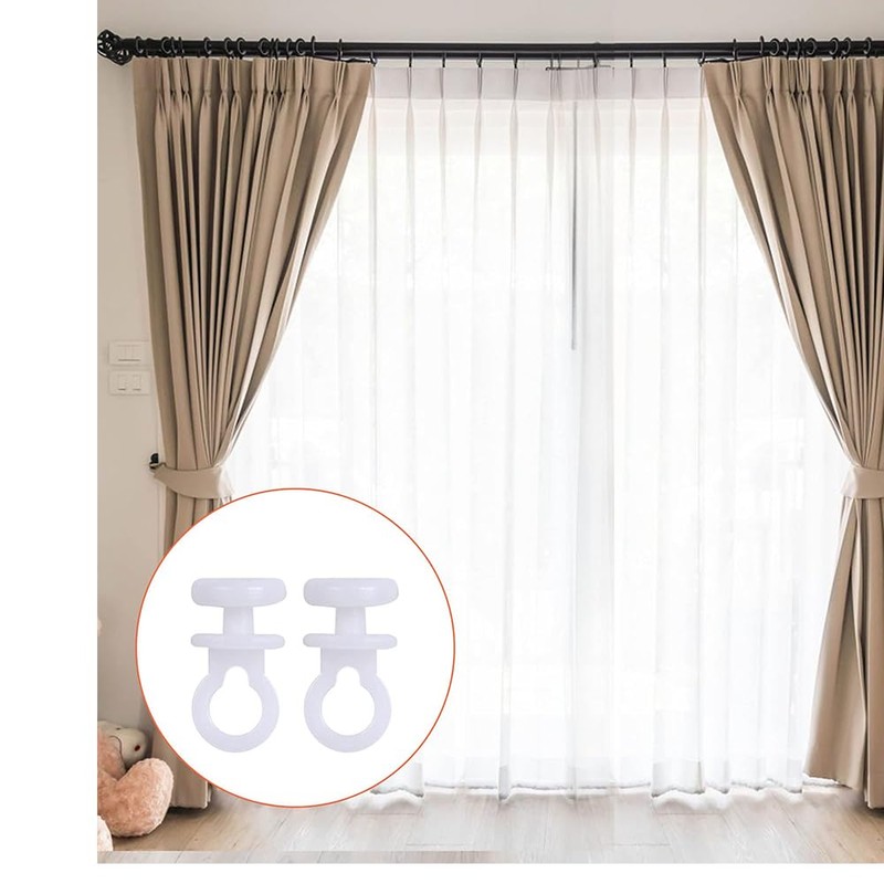RXKFIGX 100 Pcs Curtain Hooks Gliders Rollers White Curtain Hooks