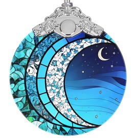 Blue Moonlight Ornament, Christmas Ornament, Christmas Decoration, Ornaments for Christmas Tree, Stained Glass Ornament, Heirloom Keepsake, Gift Exchange, Gift Ideas, Bauble Present
