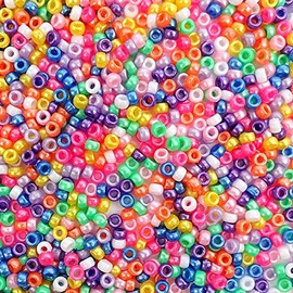 Bright Pearl Multicolor Small Mini Plastic Pony Beads, Made in The USA, 4 x 7mm, for Making Bracelets Jewelry, Arts & Crafts, 3000 Beads Bulk Pack