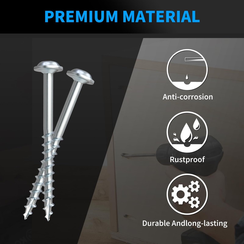 Pocket Hole Screws 1-1/4 Inch, FIXLINK Pocket Screws #8 X