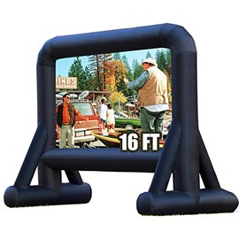 HuaKastro 16 FT Inflatable Projector Screen for Outside -124" Front/Rear Projection - Blow Up Movie Screen for Backyard Outdoor Movie Night Barbecue Pool Party, Easy Setup (Dual Support)