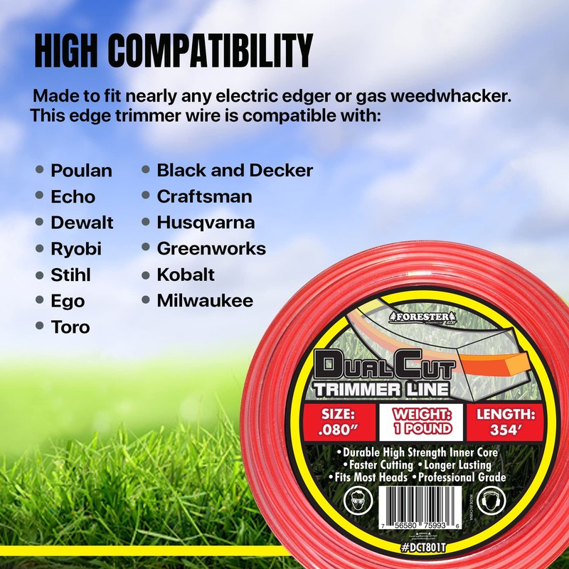 FORESTER Heavy Duty Trimmer Line – Dual Cut Weed Eater