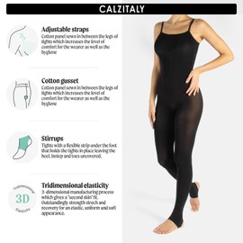 CALZITALY Full Suit, Women's Tights Catsuit, Opaque Leggings, High Waist Leggings, Dance and Skating Suit, 80 Denier, Made in Italy, black
