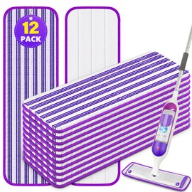 Reusable Mop Pads Refills for Swiffer PowerMop - Microfiber Wet Pads Refill Spray Mop Reusable Pads for Swiffer Mop, Also can be Disposable Power Mop Pads Refills for Multi-Surface Cleaning, 12PCS