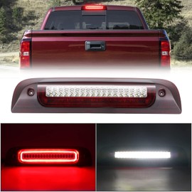LED Third Brake Light for 2014-2019 Silverado Sierra 1500 2500HD 3500HD Pickup Truck Roof Cargo lights F1 Style Strobe High Mount Stop Lamp Red White Lens Replace OEM# 23509162 | 20979071