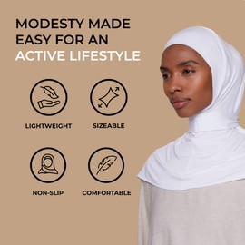 Voile Chic Instant Hijab Scarf for Women - 2-Piece Amira Slip-On Premium Jersey Hijab Scarf Wrap - White