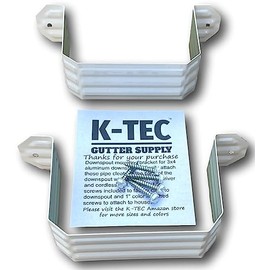 K-TEC GUTTER SUPPLY Downspout Straps (3"x4" downspout, High Gloss White) Aluminum Mounting Bracket with Color Matching 1" Screws