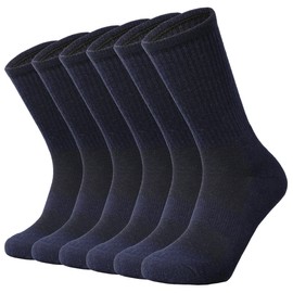 SOX TOWN Men's Merino Wool Cushion Crew Socks for Outdoor Hiking Hike Trail Performance Moisture Wicking Lightweight Summer(NavyBlue XL)