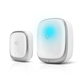 Wireless Doorbell with 38 Chimes, IP44 Waterproof, 1000ft Range, 85dB Loud, 4 Volume Levels, Mute Mode, for Home, Office, Classroom, Kids Room (White)