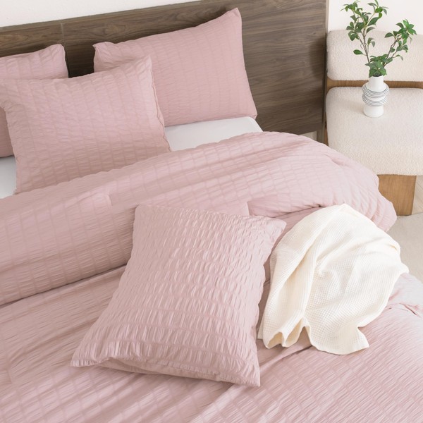 Andency Pink Comforter Set Queen, 3 Pieces Blush Bedding Comforter
