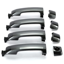 Kojem Gray 1G3 Exterior Door Handles Kit Assembly W/O Passenger Keyhole Compatible with 2011-2022 Toyota Tundra Crewmax/Sequoia (Dark Gray) Replacement for 81295 692100C010 692170C030 692170C010