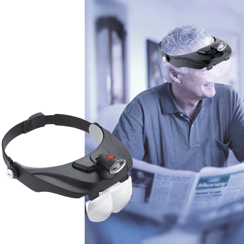 Multifunctional LED Head Mount Magnifier with Replaceable Lens for Inspection