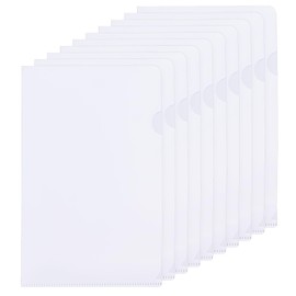 PATIKIL L Type Folder Pack of 10 A5 Plastic File Sleeves Transparent Document Sleeves for Office White