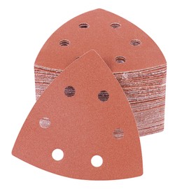 PMIQSA Pack of 100 240 Grit Delta Sandpaper Triangular Sanders 93 x 93 x 93 mm Sanding Sheets Velcro Sanding Triangles for Wood Metal