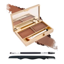 Eyebrow Powder Kit- 2 Colors Soft Tinted Eye Brow Powder Palette,Waterproof Longlasting Dark Brown/Coffee Brow Filler,Professional Eyebrow Contour Makeup for Women with Mirror Brow Brush & Razor-Set03